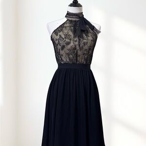 Slate & Willow Black Lace Floral Lace Maxi Dress sz 4